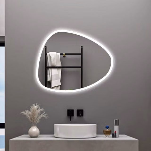 Specchio da bagno AICA bianco con LED dimmerabile, funzione memoria e antiappannamento, L: 80 cm, H: 65 cm