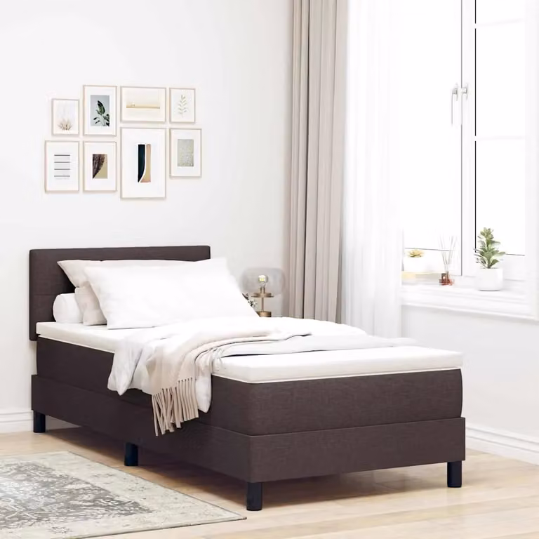 Letto ibrido con struttura in legno e tessuto vidaXL Marrone, L/P/H: 90 x 190 x 25 cm