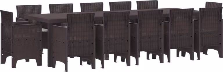 Set da Pranzo per Giardino 13 pcs Marrone e grigio chiaro