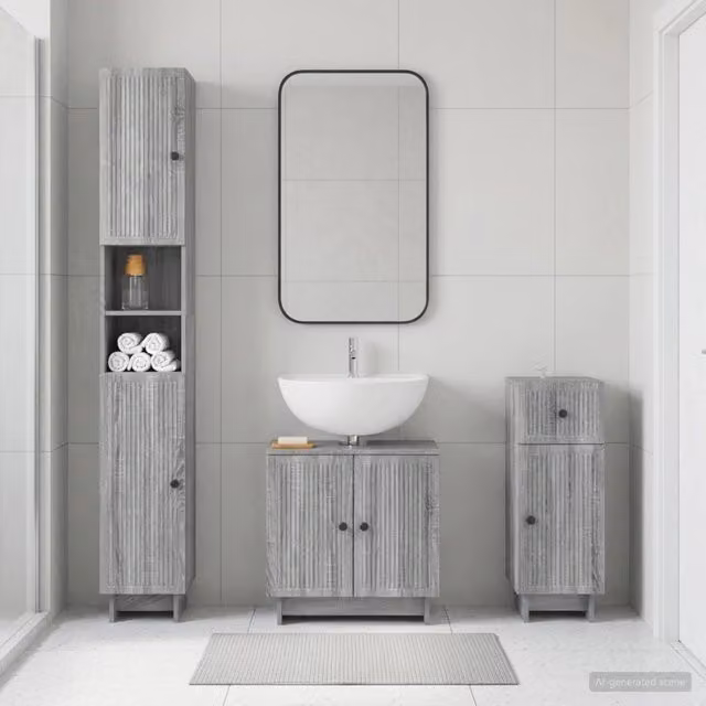 Set di armadietti da bagno in 3 pezzi EDE Sonoma grigio 3417825
