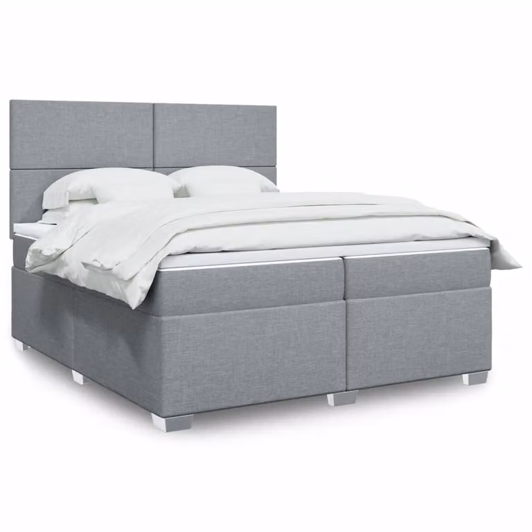 vidaXL Giroletto a Molle con Materasso in Tessuto Grigio Chiaro e Bianco L/P: 200 x 200 cm