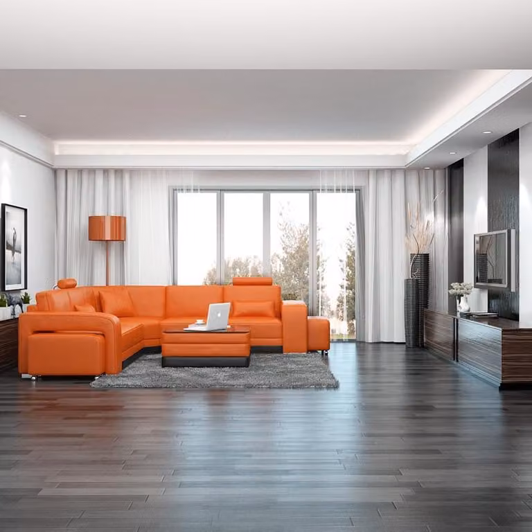 Ledersofa Couch Wohnlandschaft Ecksofa Eck Garnitur Design Modern Sofa F3017B