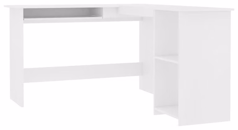Solidchoice - Scrivania angolare moderna a forma di L, con cassetto estraibile per tastiera e ripiani aperti