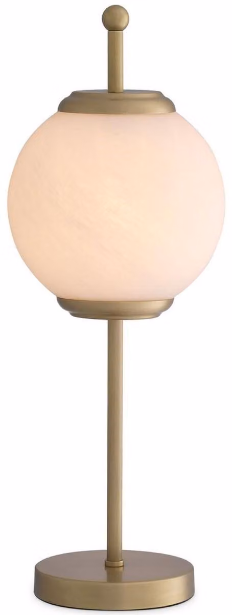 Casa Padrino lampada da tavolo in ottone antico colorato / bianco Ø 19 x H. 52 cm - Lampada da tavolo con paralume rotondo in vetro - Illuminazione