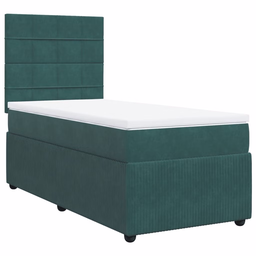Giroletto a Molle con Materasso Verde Scuro 90x200 cm Velluto