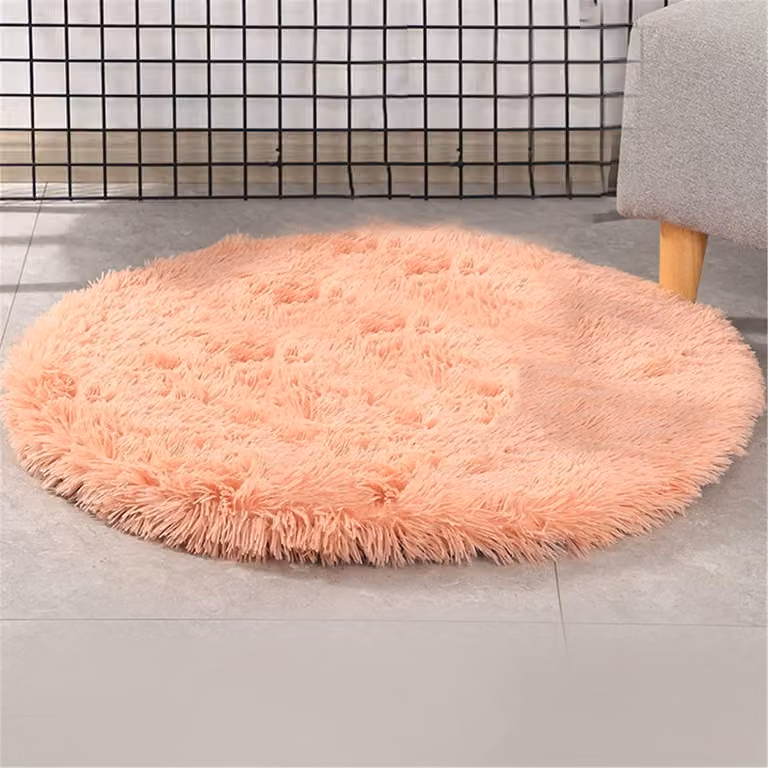 Tappetino per cani, cuccia per animali domestici, in morbido peluche, lavabile, colore arancione, diametro 80 cm