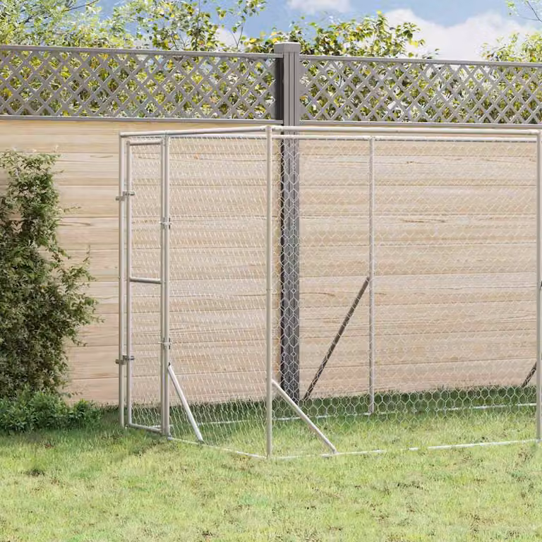 Cuccia per cani da esterno vidaXL in acciaio zincato argento L: 2 m, H: 1,4 m, P: 2 m