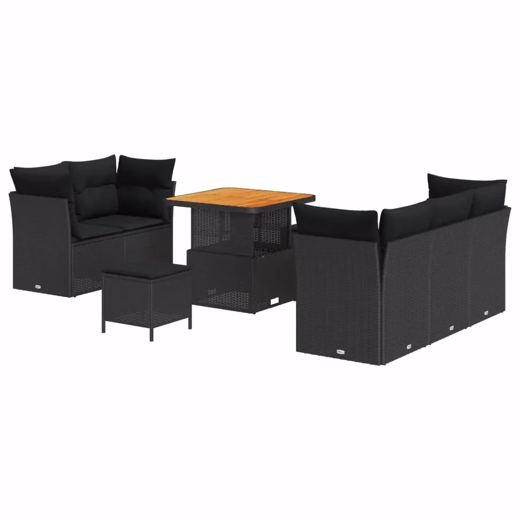 Set Divano da Giardino vidaXL 8 Pezzi con Cuscini e Contenitore Nero per 5 Persone – 2