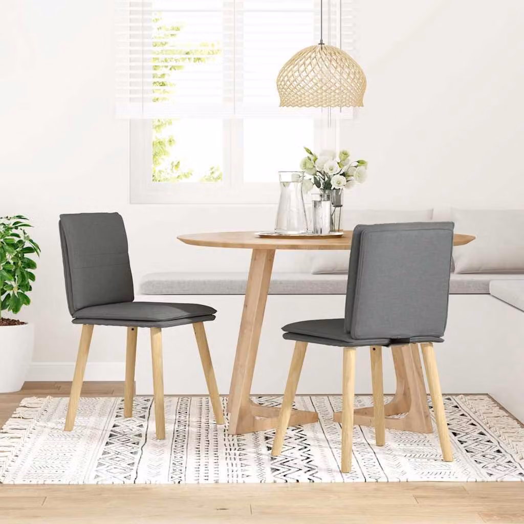 Sedie da Pranzo 2 pz Grigio Scuro in Tessuto