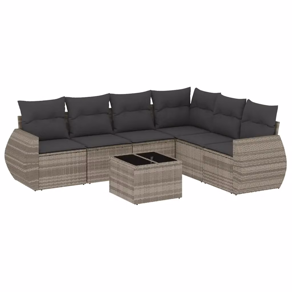 Set Divani da Giardino a L vidaXL 7pz con Tavolino in Vetro e Cuscini Antracite – 2
