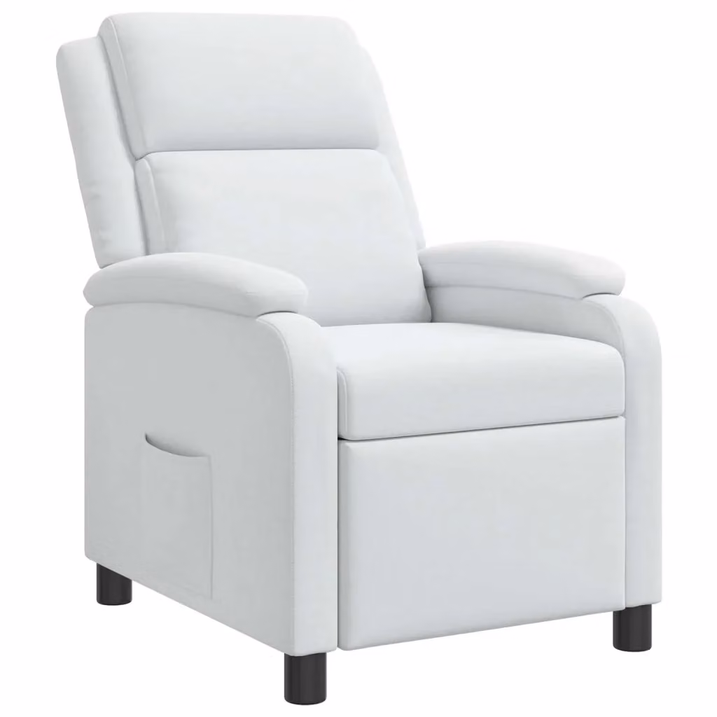Poltrona reclinabile relax in tessuto bianco con braccioli per soggiorno e ufficio – 2