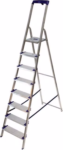 Scala in alluminio Facal Gamma Maxi con 8 gradini, colore argento, Larghezza: 120 mm