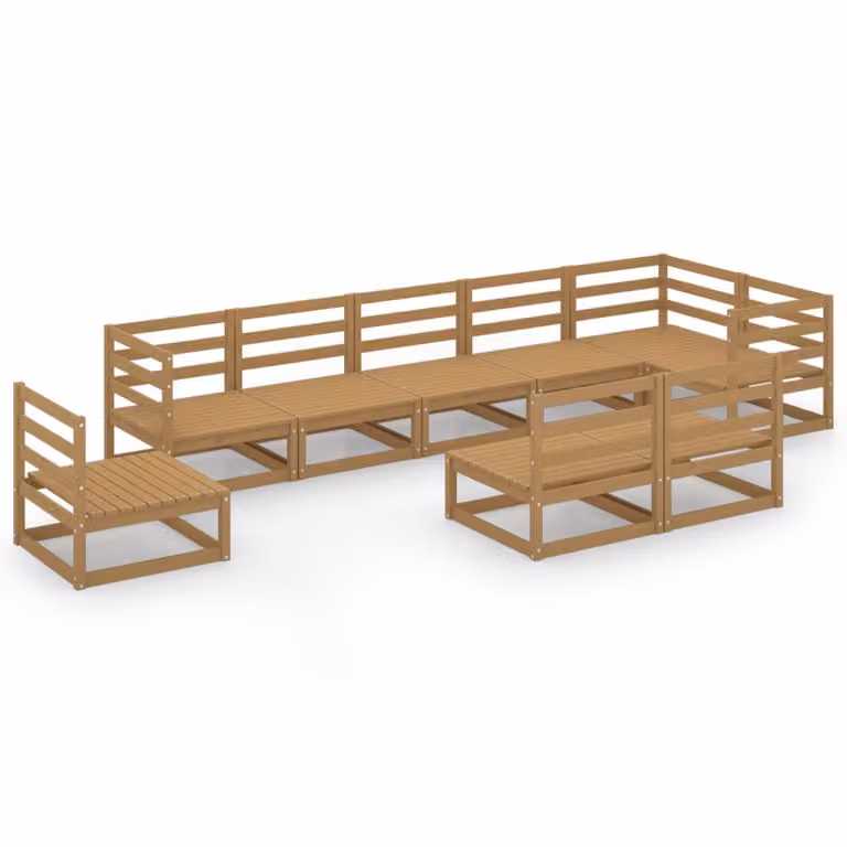 vidaXL Set 9 pezzi per salotto da giardino in legno di pino massiccio marrone miele