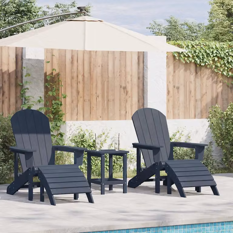 Set di 2 sedie da giardino vidaXL in polietilene blu con braccioli