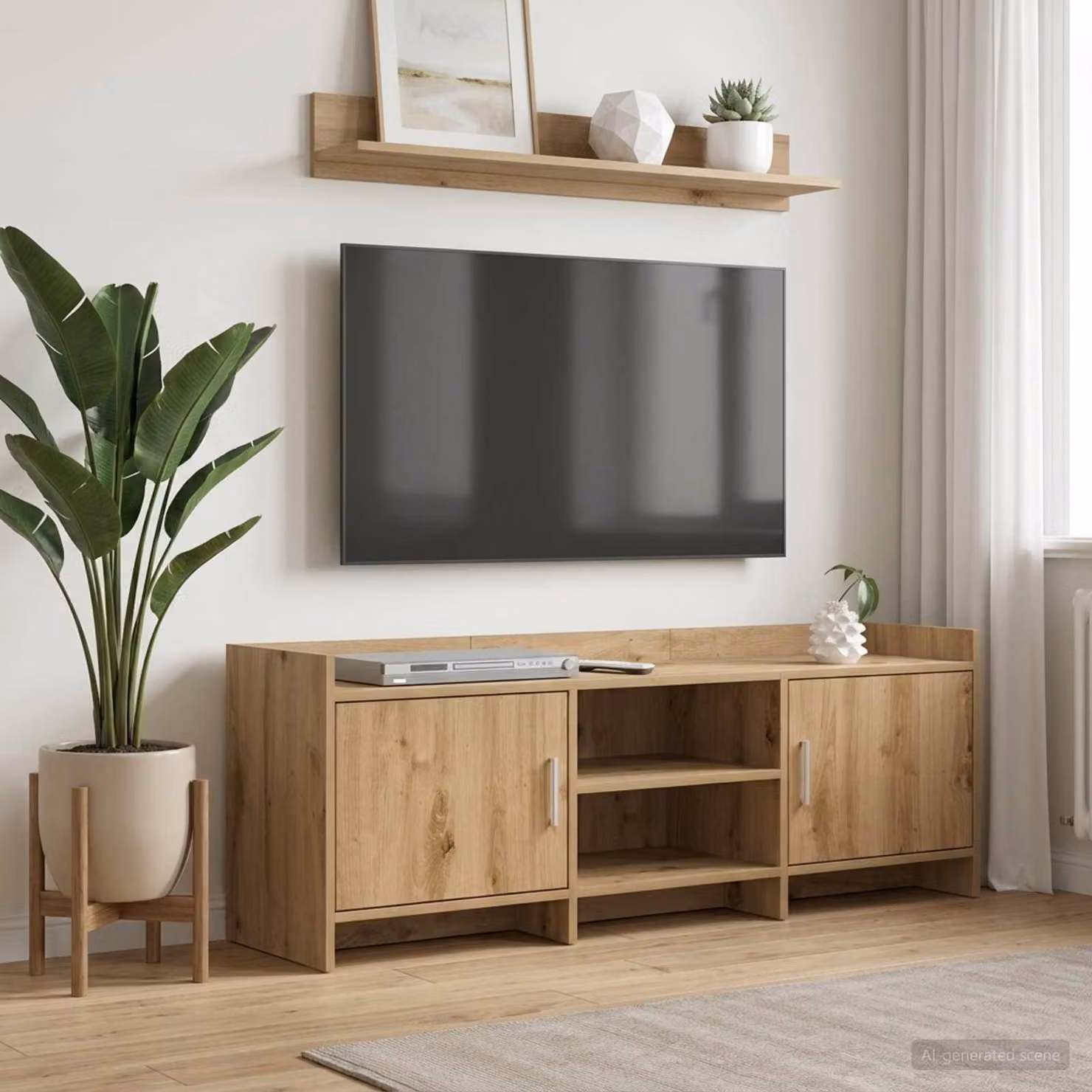 Mobile TV vidaXL moderno in rovere e metallo, marrone, L: 130 cm, P: 33 cm, H: 47 cm