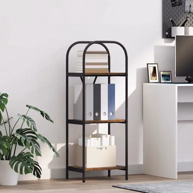 Libreria moderna vidaXL a 3 livelli in legno MDF e metallo, L 40 cm x P 30 cm x H 109 cm, disponibile in marrone e nero
