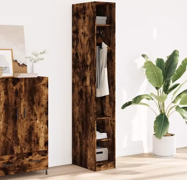 Armadio vidaXL in Rovere Marrone con Ante a Battente e Scaffali Interni L/P/H: 30 x 50 x 200 cm