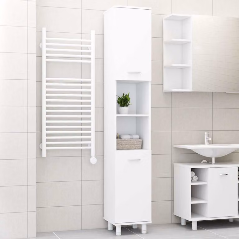 Armadio da bagno moderno vidaXL bianco con ante a battente in MDF, L/P/H: 30 x 30 x 179 cm