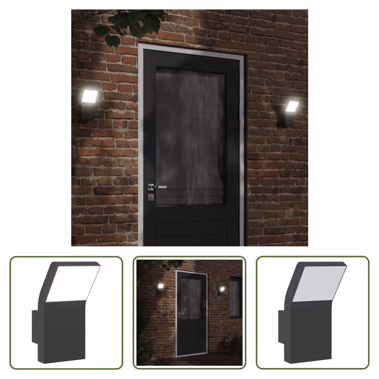 The Living Store Applique da esterno a LED in alluminio pressofuso nero