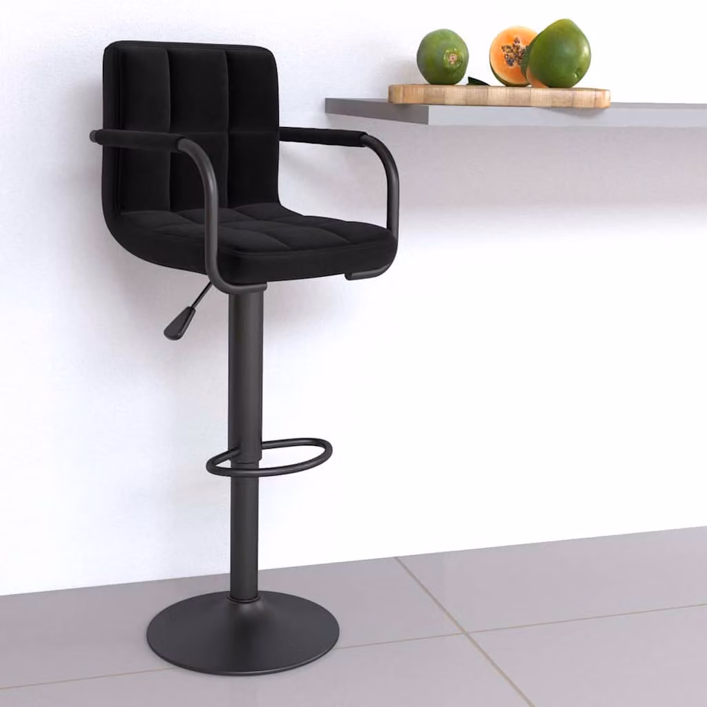Sgabello da bar moderno vidaXL in tessuto nero con struttura in metallo