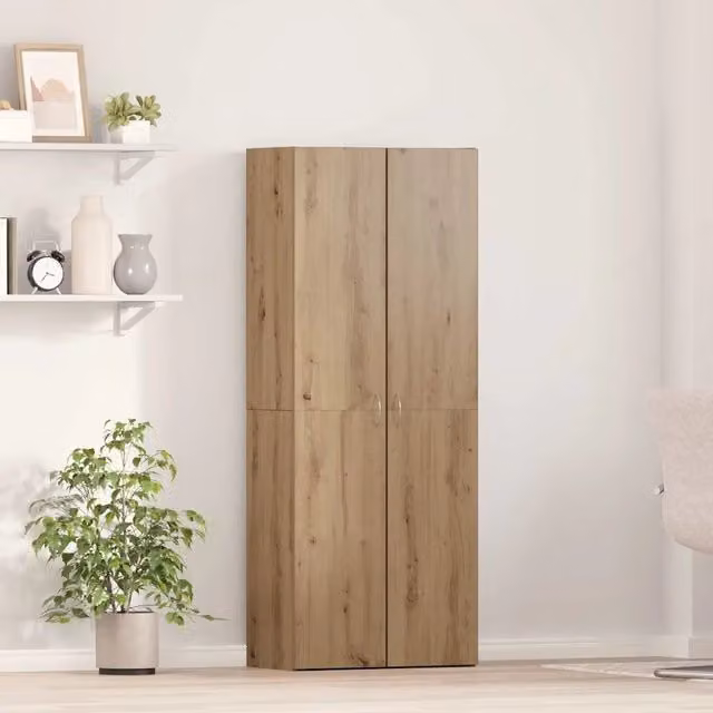 Mobile per ufficio moderno vidaXL in legno color rovere con ante a battente e ripiani regolabili L: 60 cm, P: 32 cm, H: 152,5 cm