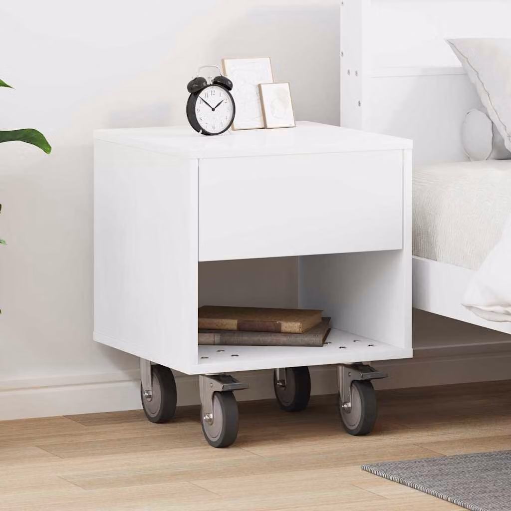 Comodino moderno vidaXL in legno MDF bianco L 40,5 cm x P 40 cm x H 48 cm