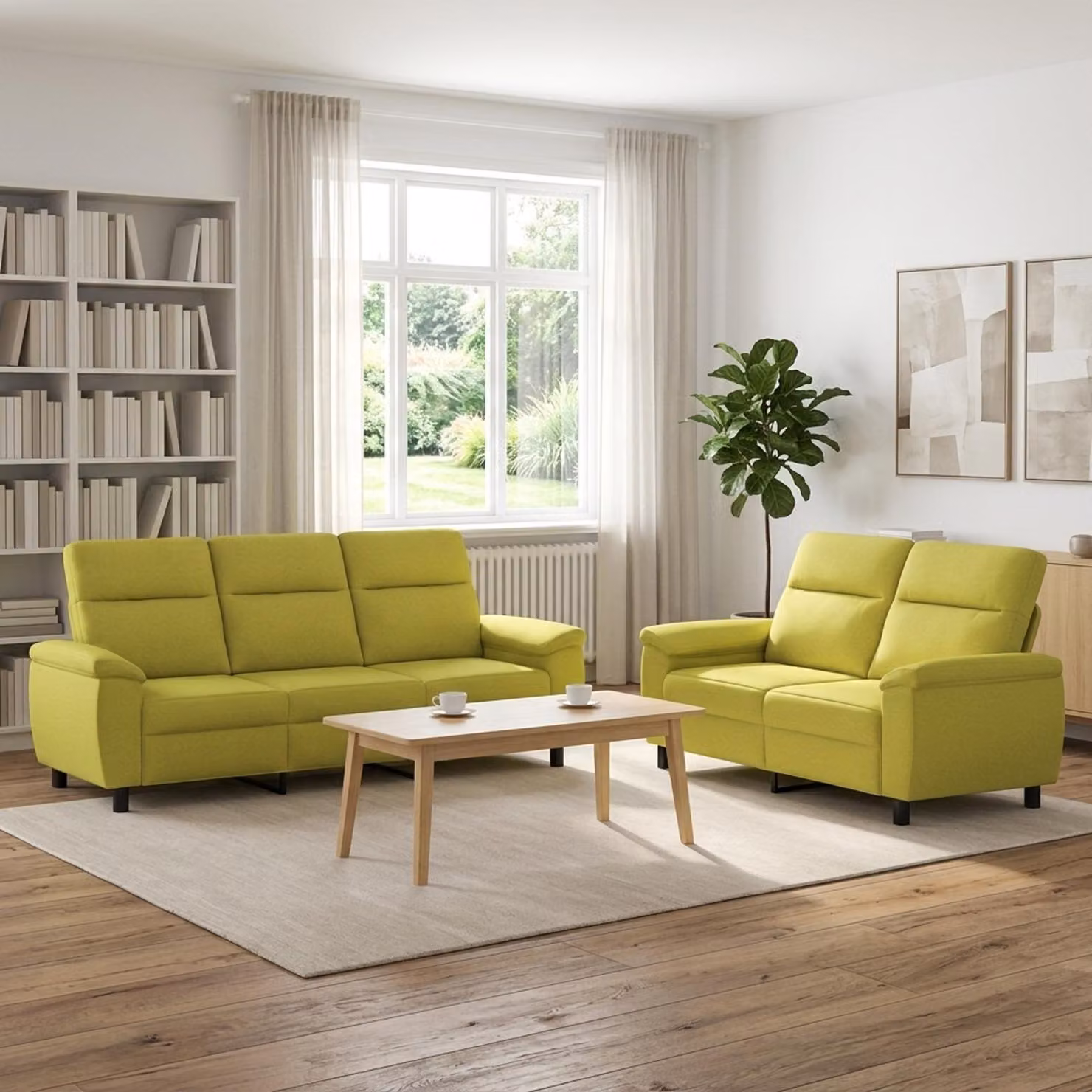 Set di 2 divani moderni vidaXL in tessuto verde con struttura in metallo per il tuo soggiorno