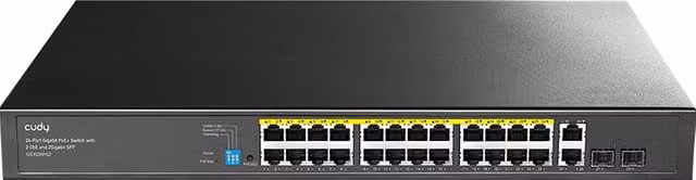 Switch Cudy GS1026PS2 Gigabit PoE+ a 24 porte con 2 uplink Gigabit e 2 slot SFP, 300W, Nero