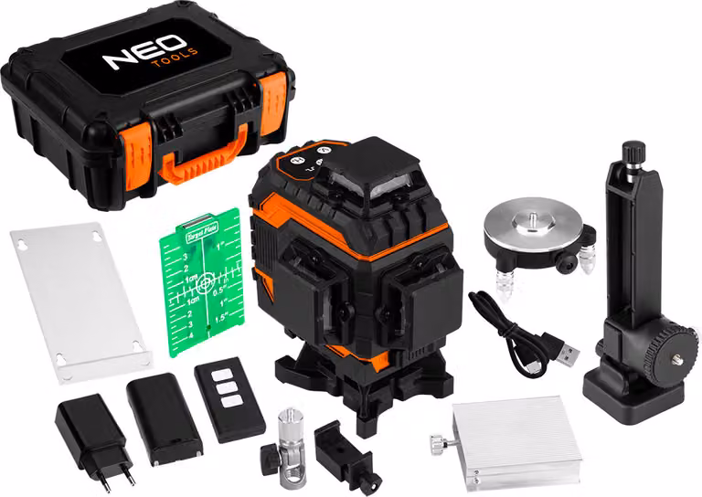 NEO TOOLS Laser 3D, verde 4x360 gradi, laser a linea laser verde a croce autolivellante dispositivo di livellamento laser da costruzione 3D