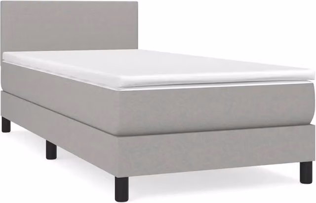 Letto singolo | Letto per adulti | Giroletto a Molle con Materasso Grigio Chiaro 90x200 cm Tessuto