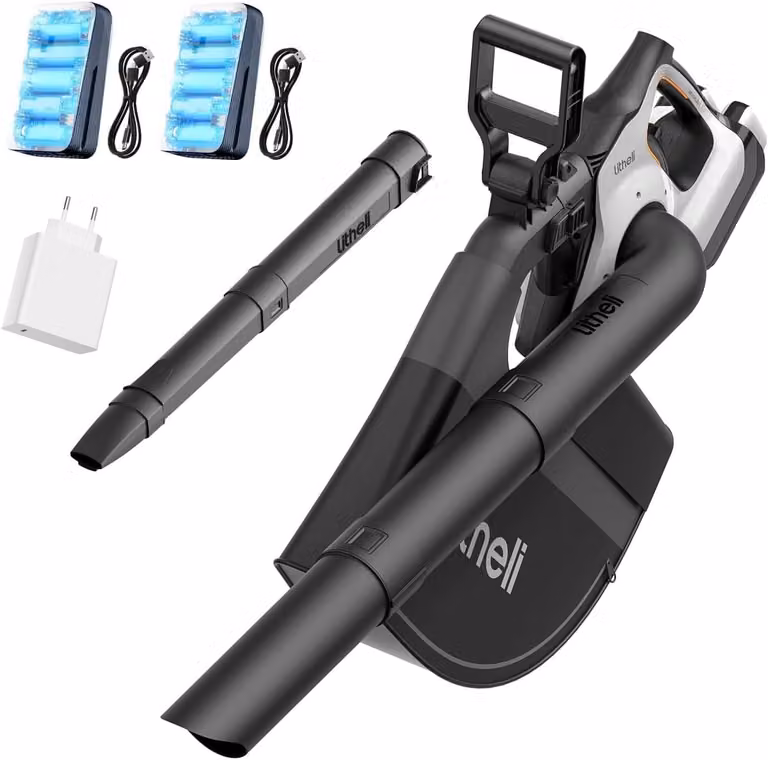 Aspirapolvere e soffiatore a batteria 2-in-1. Velocità dell'aria: 320 km/h. Portata d'aria: 15.576 m³/h