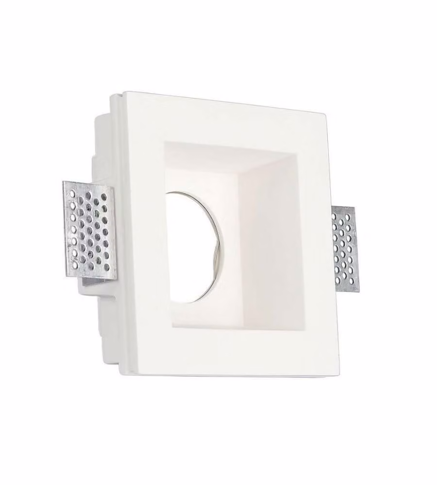 Portafaretto LED da Incasso Quadrato GU10 e GU5.3 (MR16) Corpo in Gesso Bianco