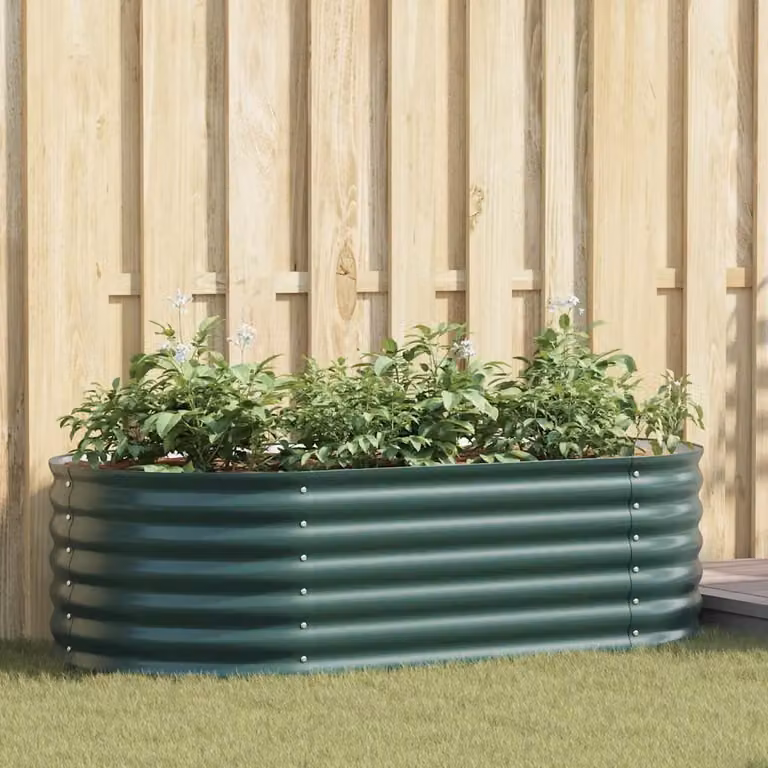 Letto rialzato vidaXL in acciaio verde per orto e giardino L: 160 cm, P: 80 cm, H: 44 cm