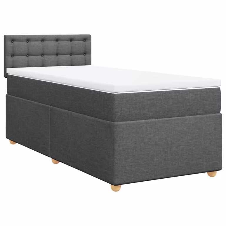 Giroletto a Molle con Materasso Grigio Scuro 100x200 cm Tessuto