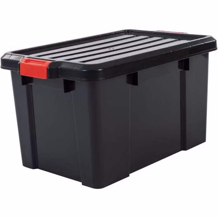 IRIS OHYAMA Set di 3 contenitori con chiusura a scatto - Power Box - SK-450 - Plastica - Nero - 50 L - 59 x 38,5 x 31,8 cm