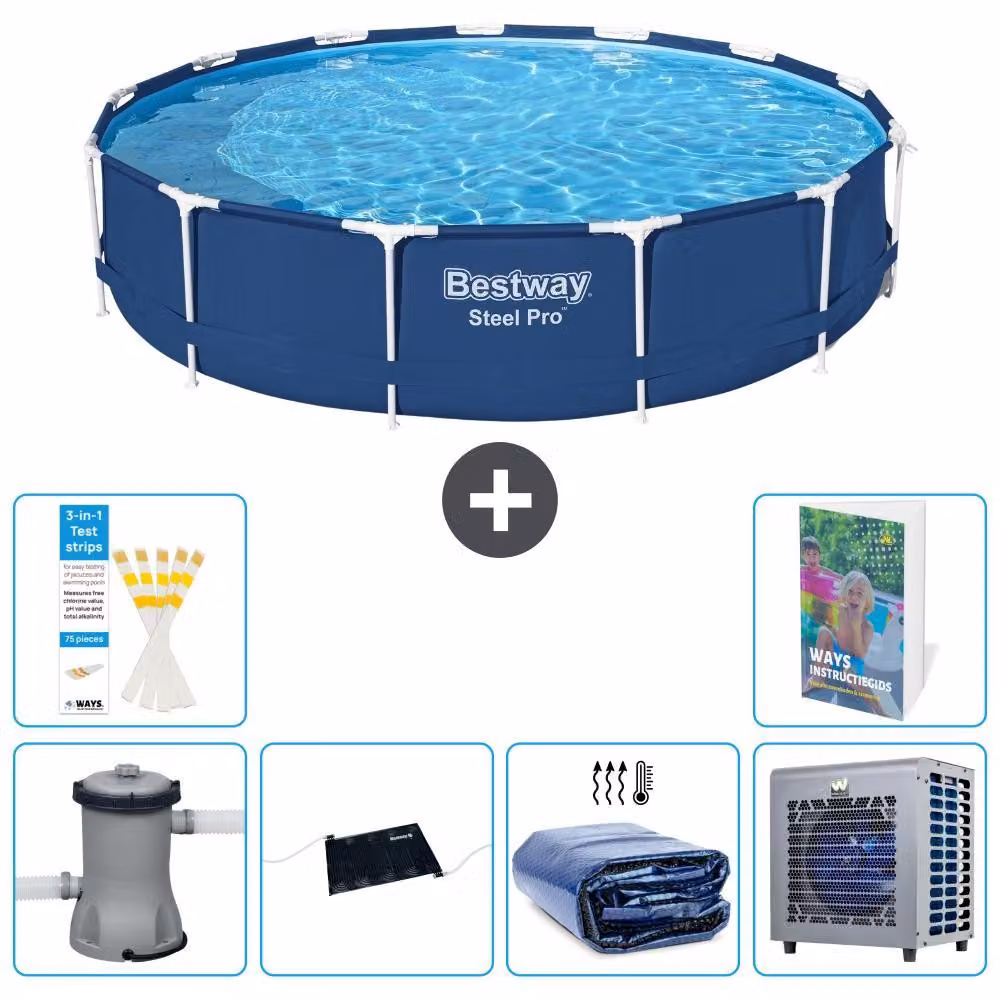 Piscina gonfiabile Bestway Steel Pro, rotonda, dimensioni 396x84 cm, composta da 5 parti, modello S216