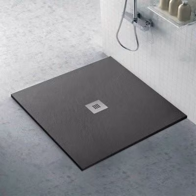 Piatto doccia quadrato INBAGNO Karen in resina effetto pietra antracite L: 80 cm x P: 80 cm, H: 3 cm