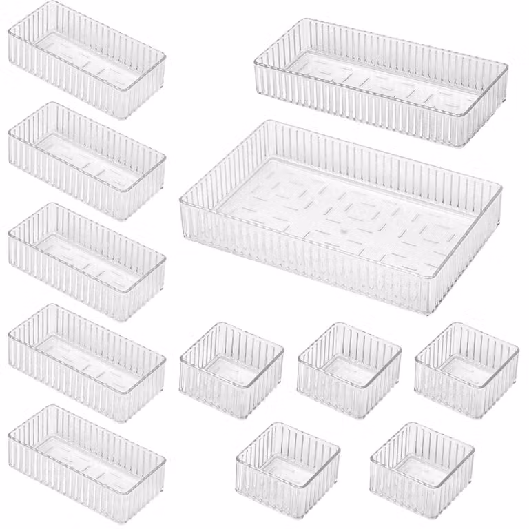 Omgoods - Organizer per cassettiere da trucco - 12 pezzi - Trasparente