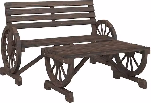 Set Salotto da Giardino 2 pz | Set di Mobili da Esterno in Legno Massello di Abete