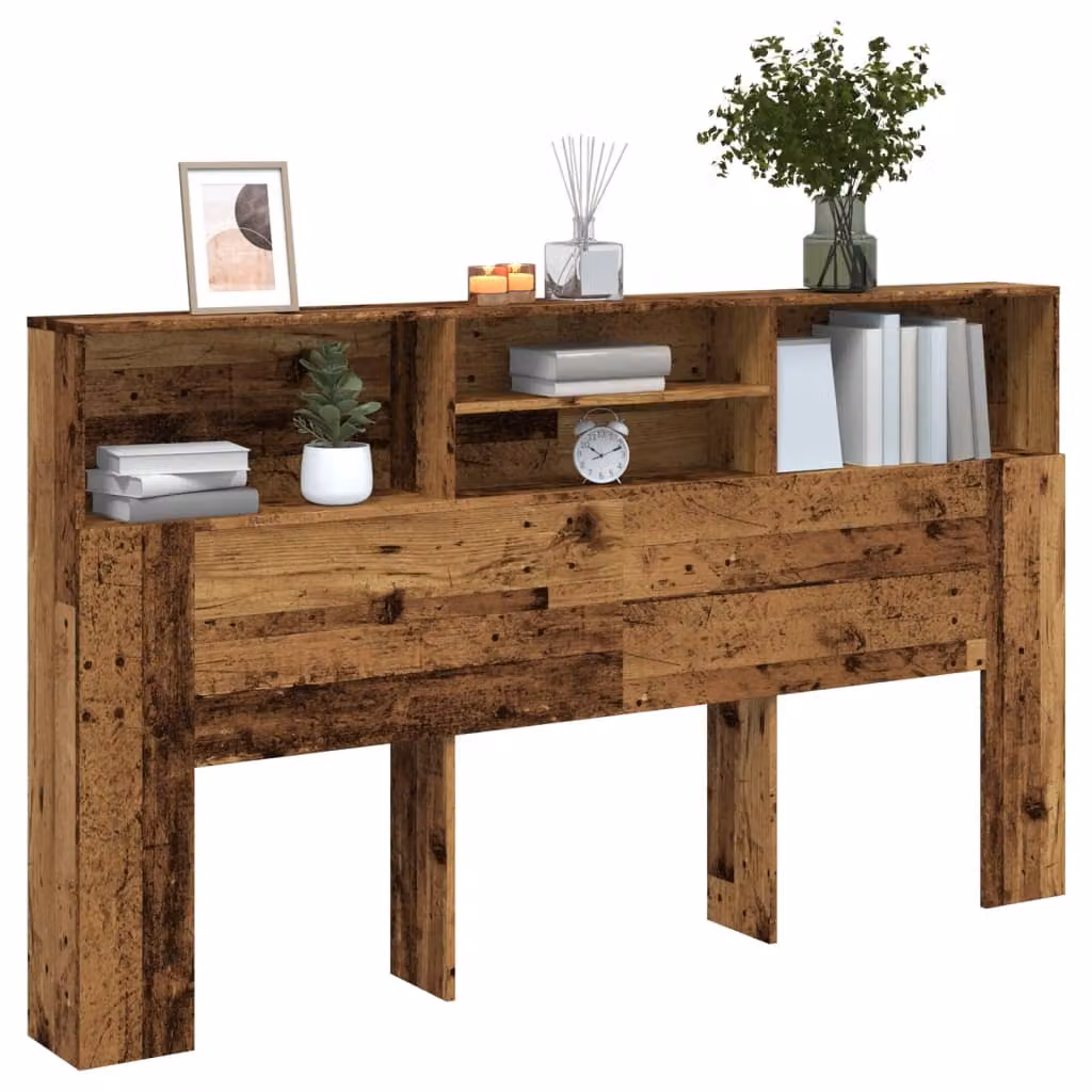 Testiera con contenitore vidaXL in legno marrone con ripiani integrati L: 180 cm, P: 19 cm, H: 103,5 cm