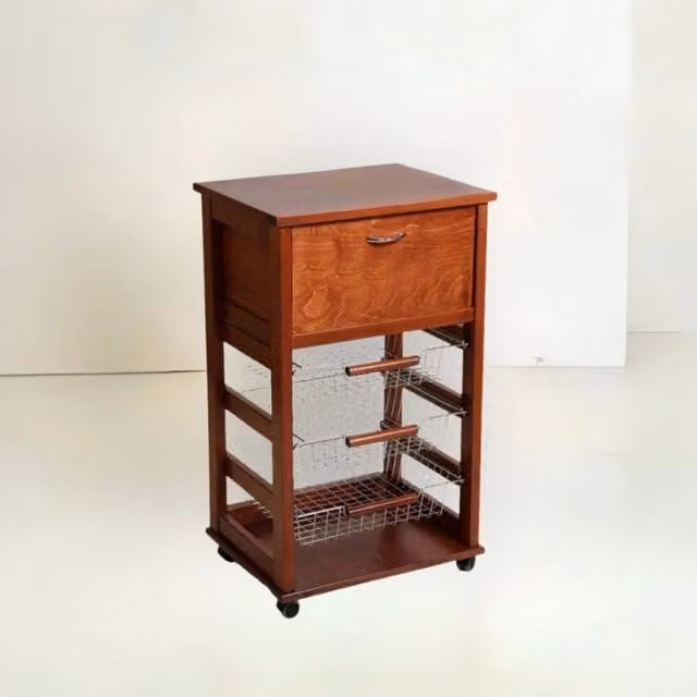 Carrello portapane Vesuvio Effezeta Italia in legno ciliegio e metallo marrone con piano in faggio e ruote H: 85 cm, L: 49 cm, P: 39 cm