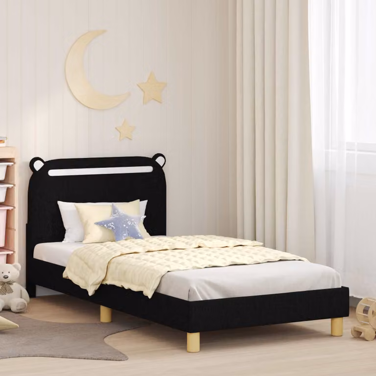 Struttura letto per bambini vidaXL con testata in tessuto nero, L 90 x P 200 cm