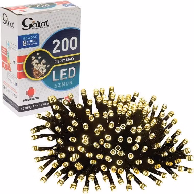 Luci per albero di Natale 200 led con programmatore a 8 funzioni, colore bianco caldo per esterni