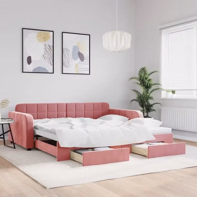 Divano Letto Moderno vidaXL in Velluto Rosa per Soggiorno e Camera da Letto