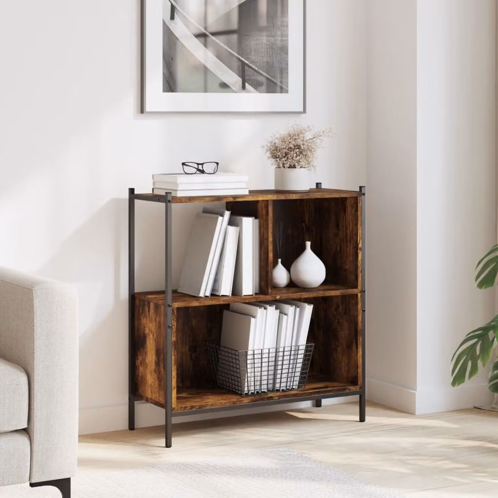 Libreria vidaXL in stile industriale in legno e metallo, colore marrone, L 72 cm x P 28 cm x H 77,5 cm