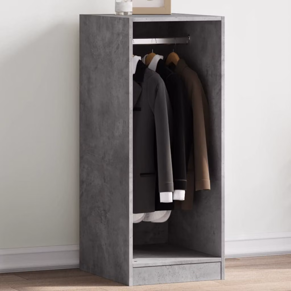 Armadio da parete vidaXL Grigio in Legno e MDF con appendiabiti e ripiani, L 48 cm, P 41 cm, H 102 cm