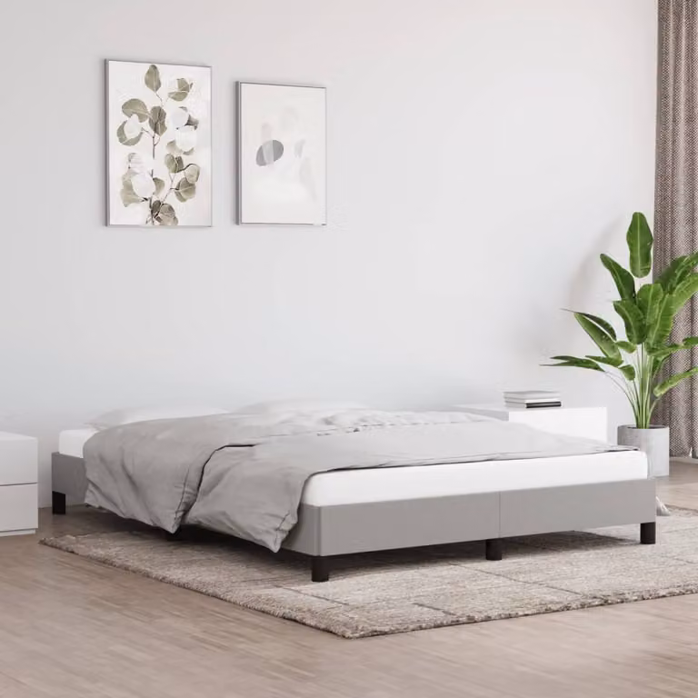 The Living Store Struttura letto grigio chiaro 140x190 cm in tessuto