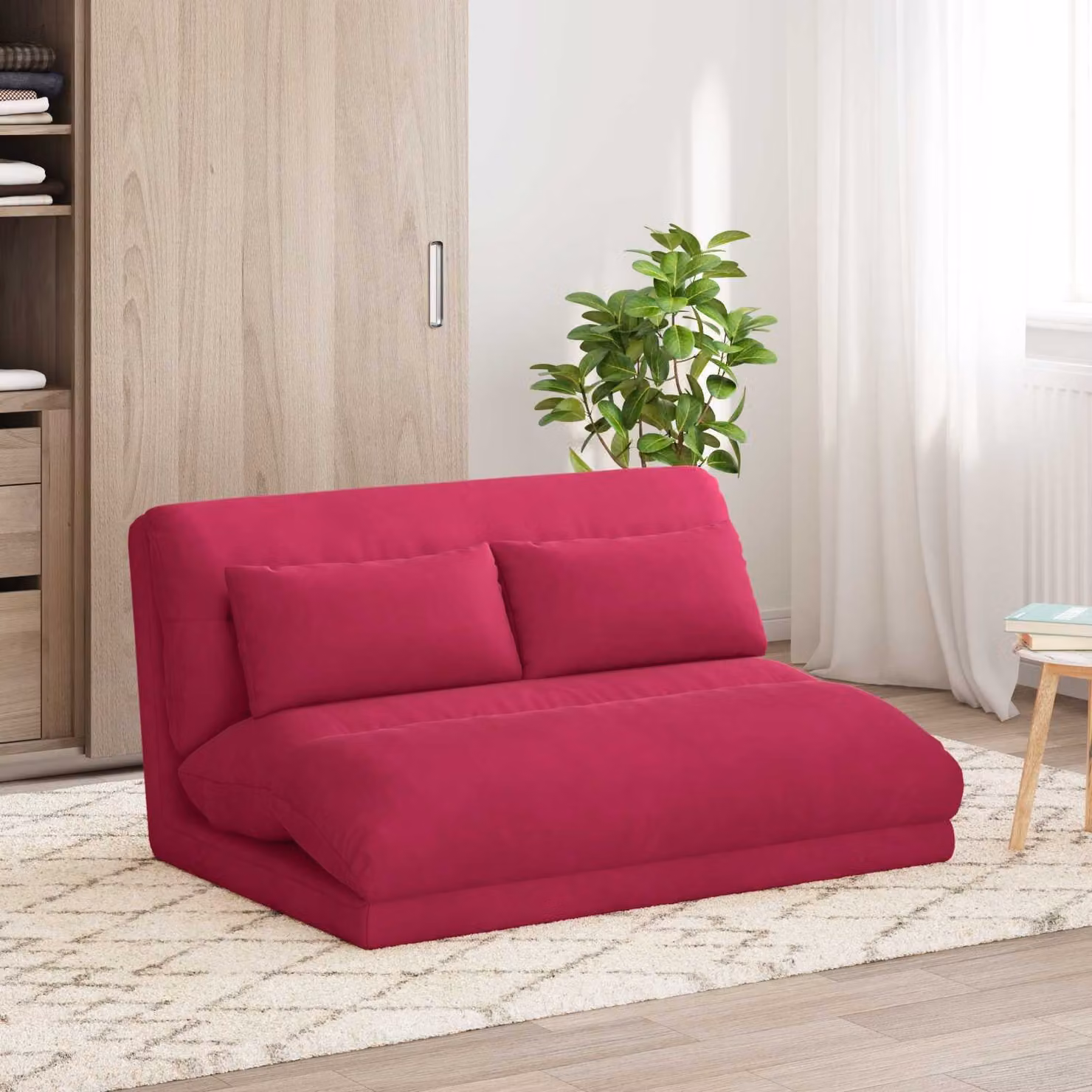 Sedia a pavimento regolabile vidaXL in velluto rosso per adulti