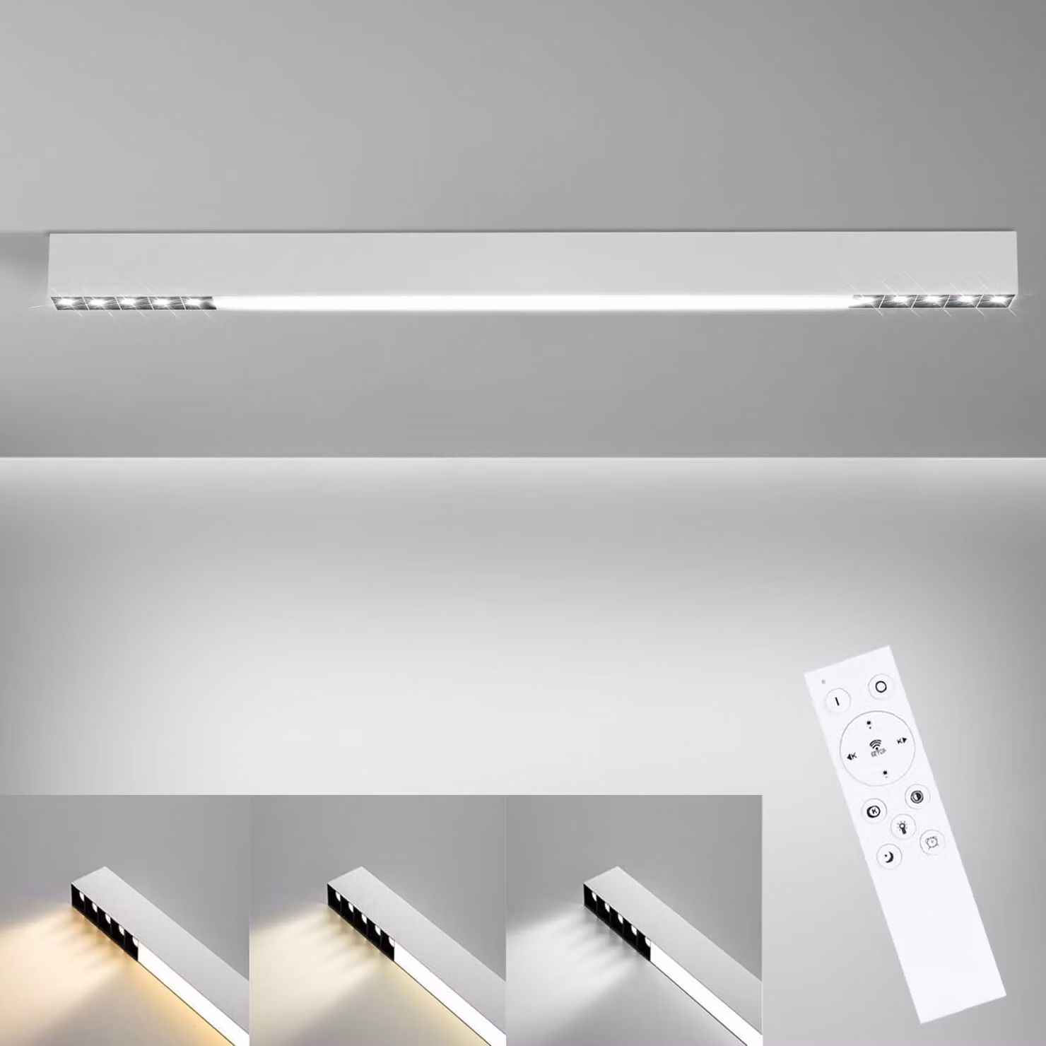 ZMH Lampada da soffitto LED Bianco 25W Lampada da Soggiorno 80CM Lunga Moderna Dimmerabile con Telecomando Illuminazione da soffitto per Soggiorno Cucina Camera da Letto Ufficio