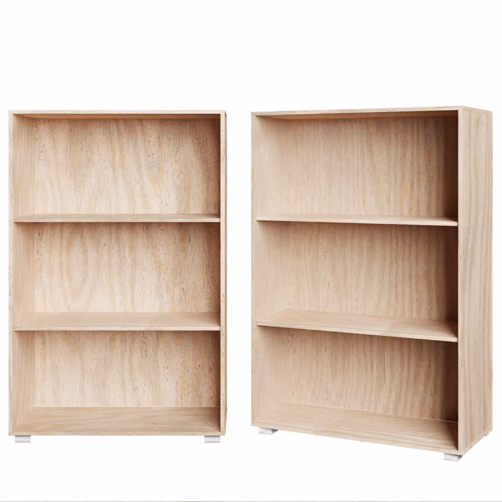 Libreria Vela Casaria® in legno di quercia con 3 ripiani regolabili, colore beige/marrone, L: 115 cm, H: 60 cm, P: 28 cm – 3